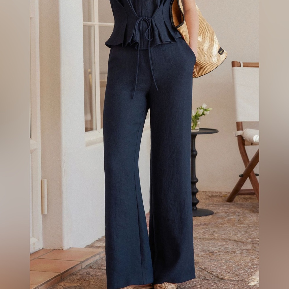 OGL Midnight Blue MidRise Flared Pants with pockets.